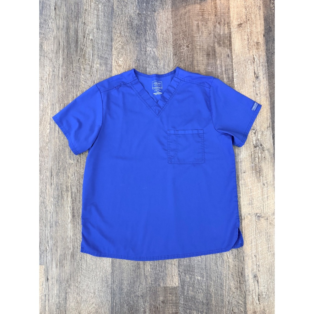 Cherokee Workwear Revolution Scrub Top Royal Blue V-Neck WW625 Mens Large